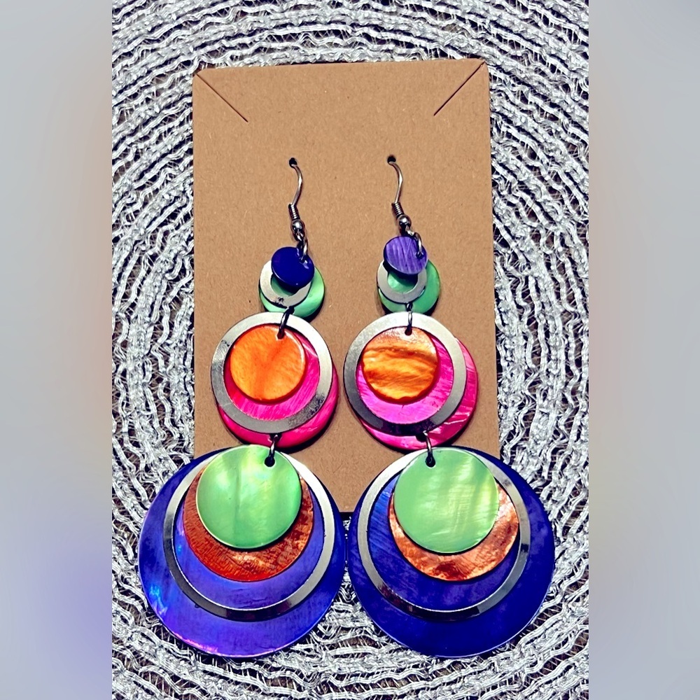 Colorful Circular Earrings with Cascading Design